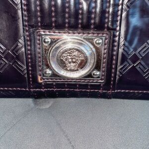Versace Dark Purple Clutch with Silver Accents
